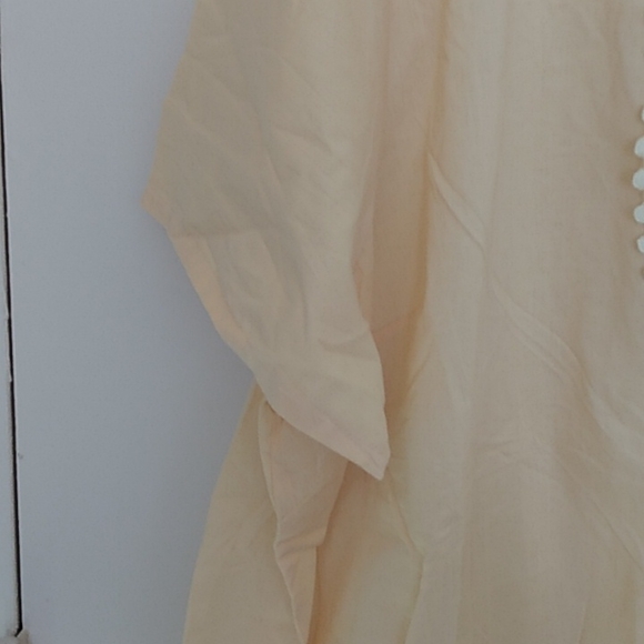 Woman Within 22/24W New Yellow Cotton Lace Short Sleeve Blouse - Picture 6 of 9